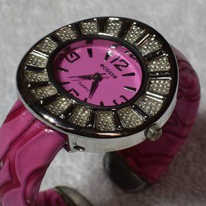 Pink Cuff Watch by Ecosse w Bedazzled Bezel